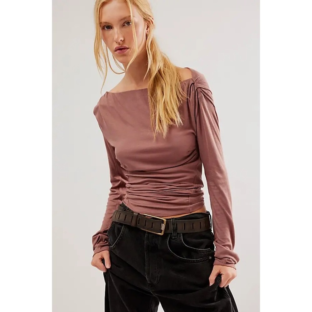Free People Romantic Ruffle Coquette Long Sleeve Withered Rose — Size Small NWoT